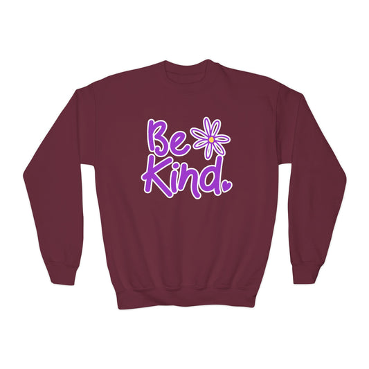 Youth Crewneck Sweatshirt - Be Kind with Flower Design