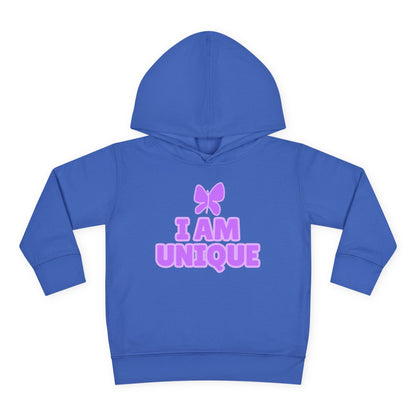 I Am Unique Purple Butterfly Toddler Fleece Hoodie - Celebrate Individuality