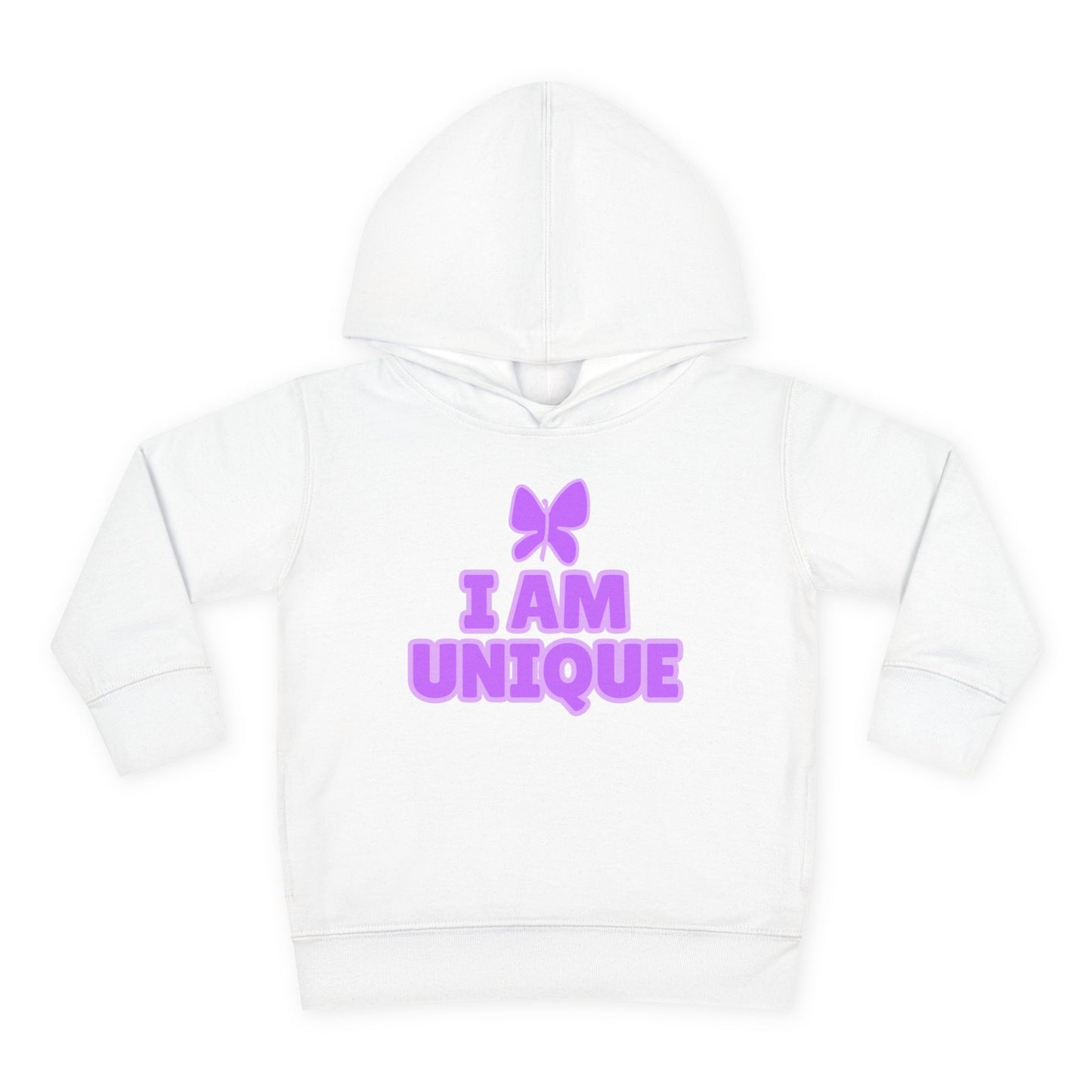 I Am Unique Purple Butterfly Toddler Fleece Hoodie - Celebrate Individuality