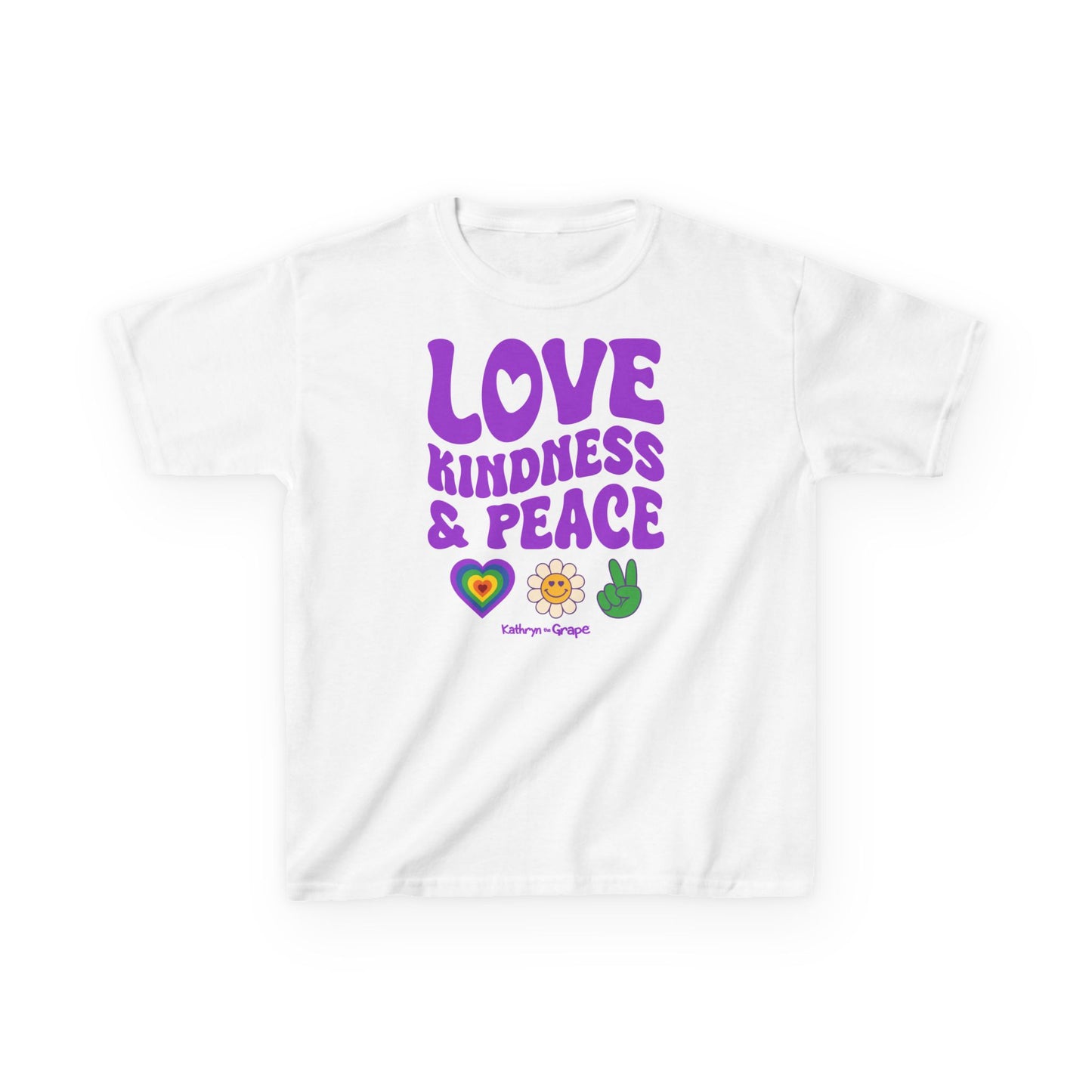 Kathryn the Grape Love, Kindness, and Peace Youth Heavy Cotton™ Tee