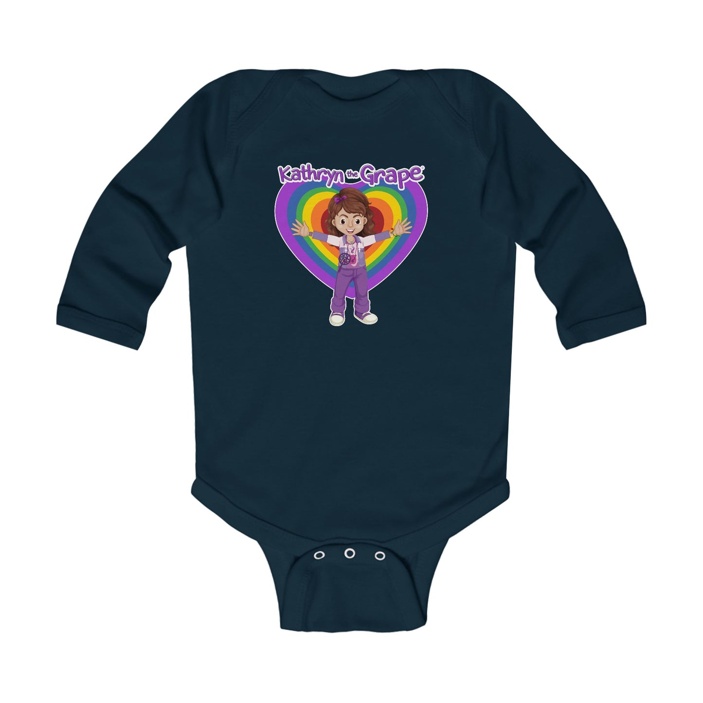 Kathryn the Grape Rippling Heart Infant Long Sleeve Bodysuit - Colorful & Fun Baby Apparel