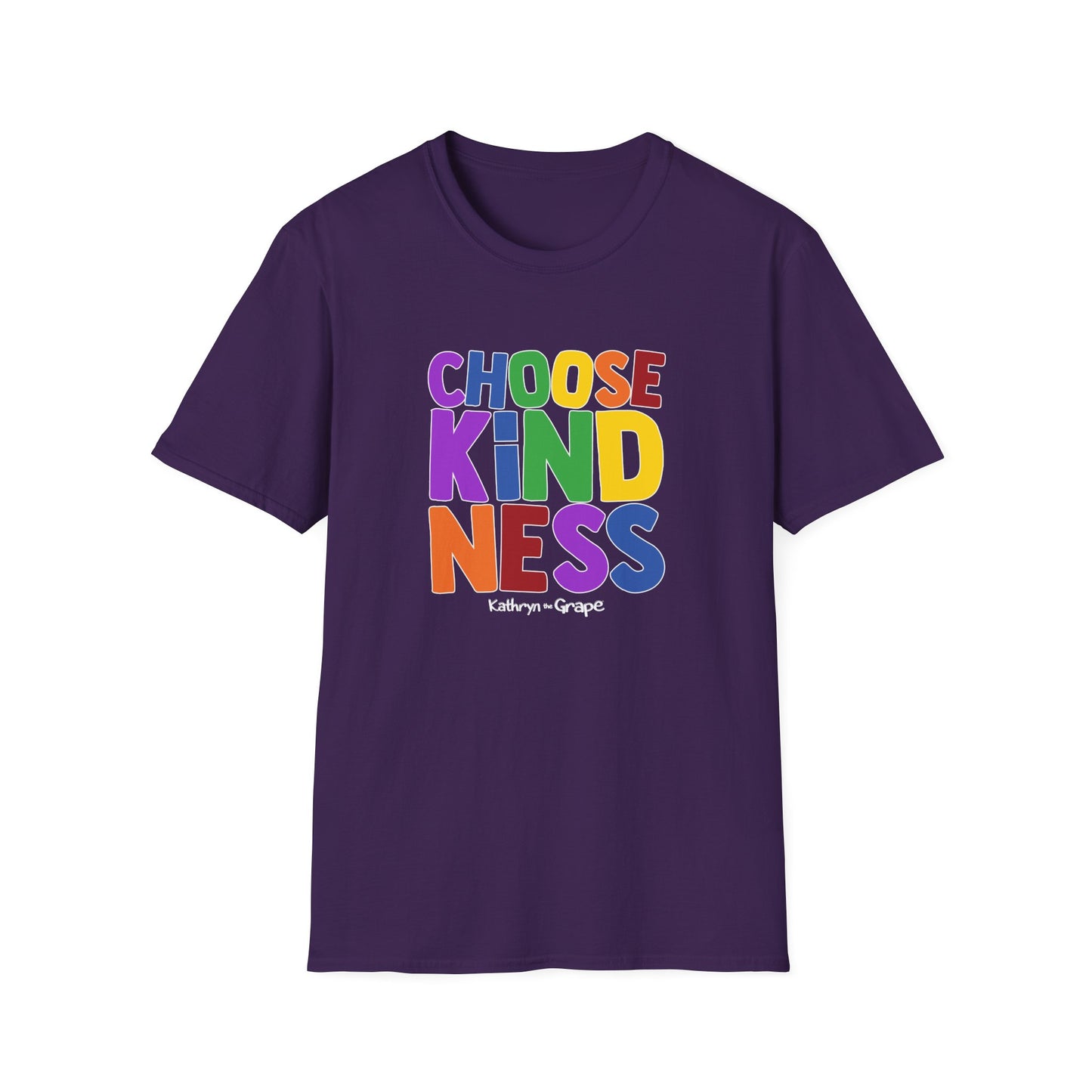 Kathryn the Grape Choose Kindness Unisex Softstyle T-Shirt - Colorful Positive Message Tee