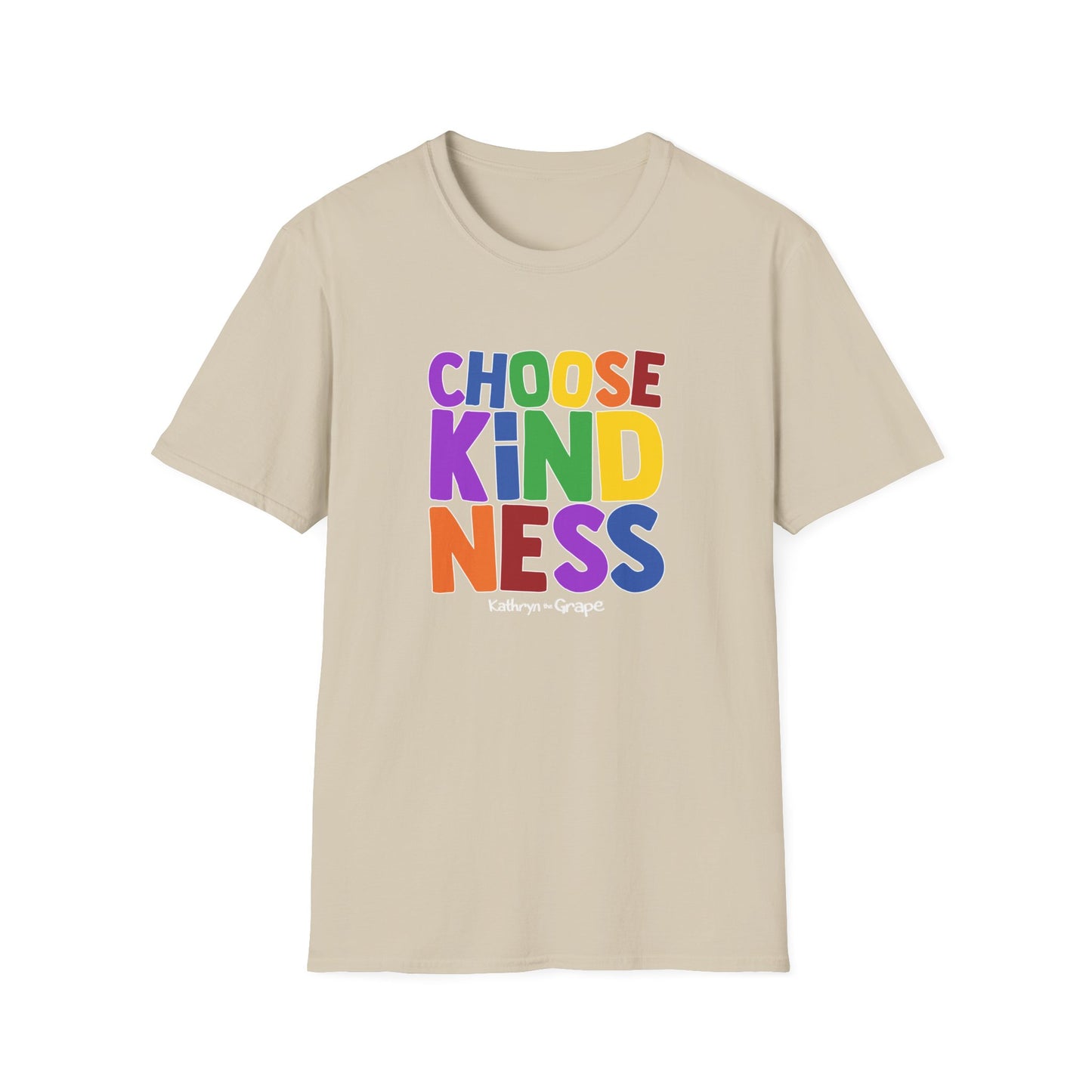 Kathryn the Grape Choose Kindness Unisex Softstyle T-Shirt - Colorful Positive Message Tee