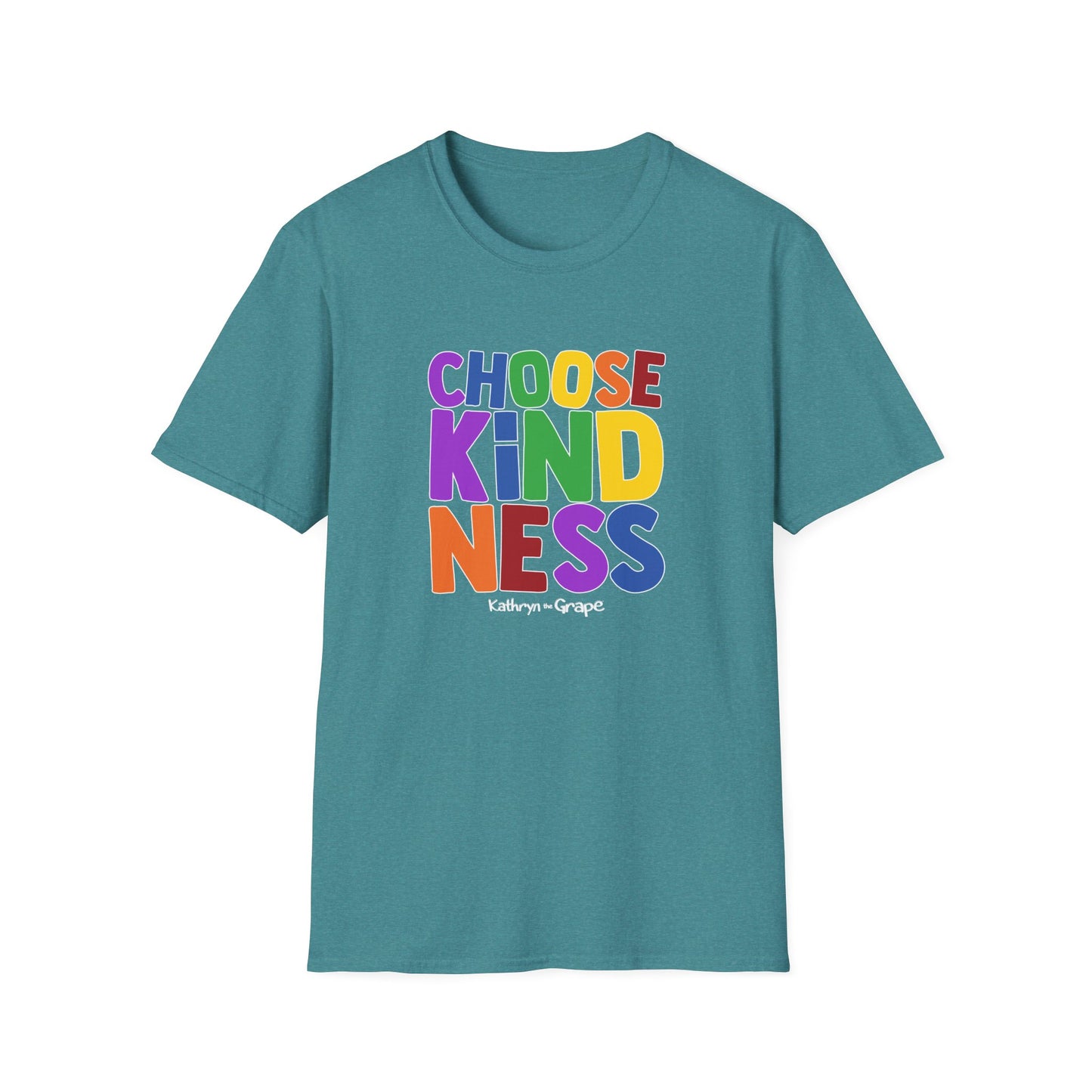 Kathryn the Grape Choose Kindness Unisex Softstyle T-Shirt - Colorful Positive Message Tee