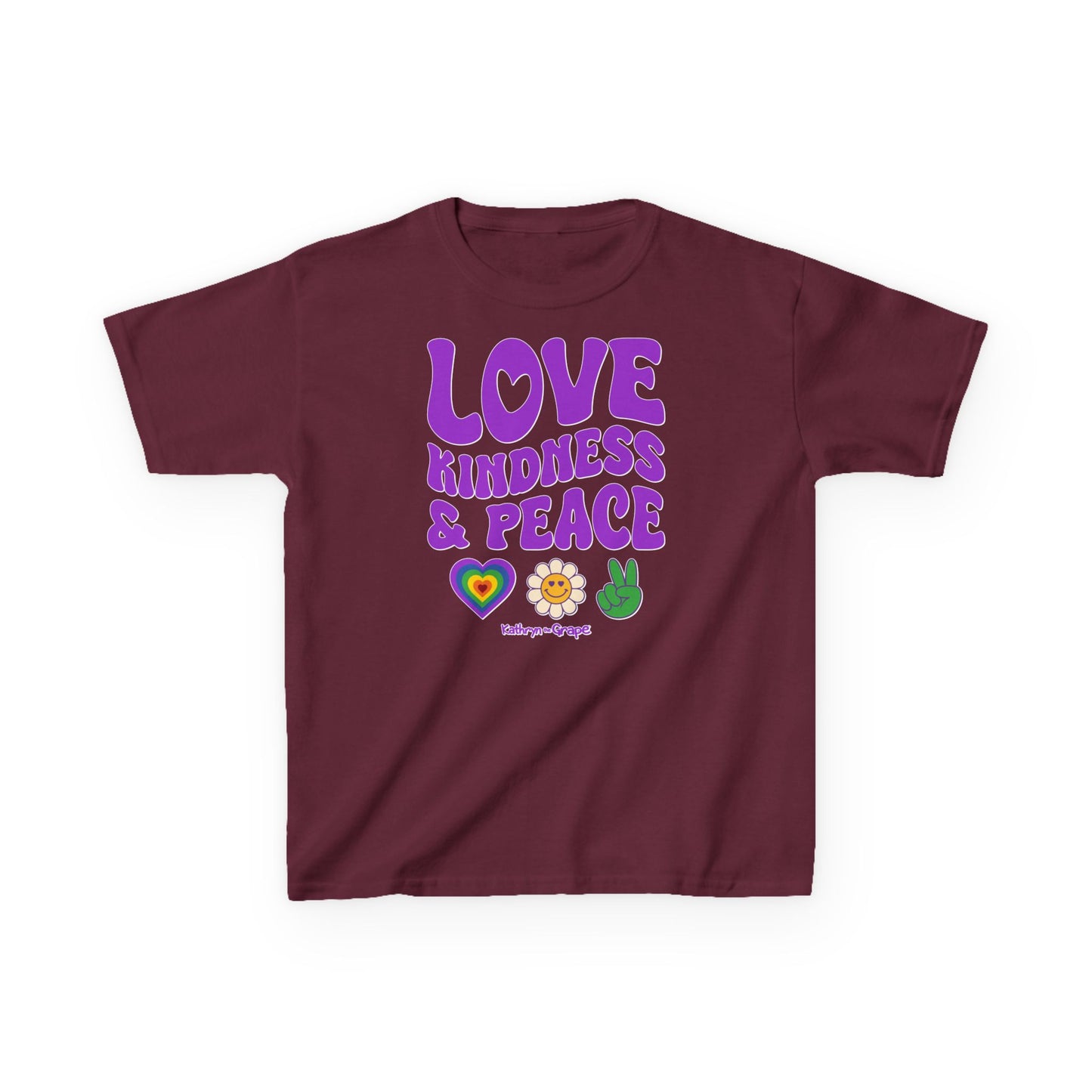 Kathryn the Grape Love, Kindness, and Peace Youth Heavy Cotton™ Tee