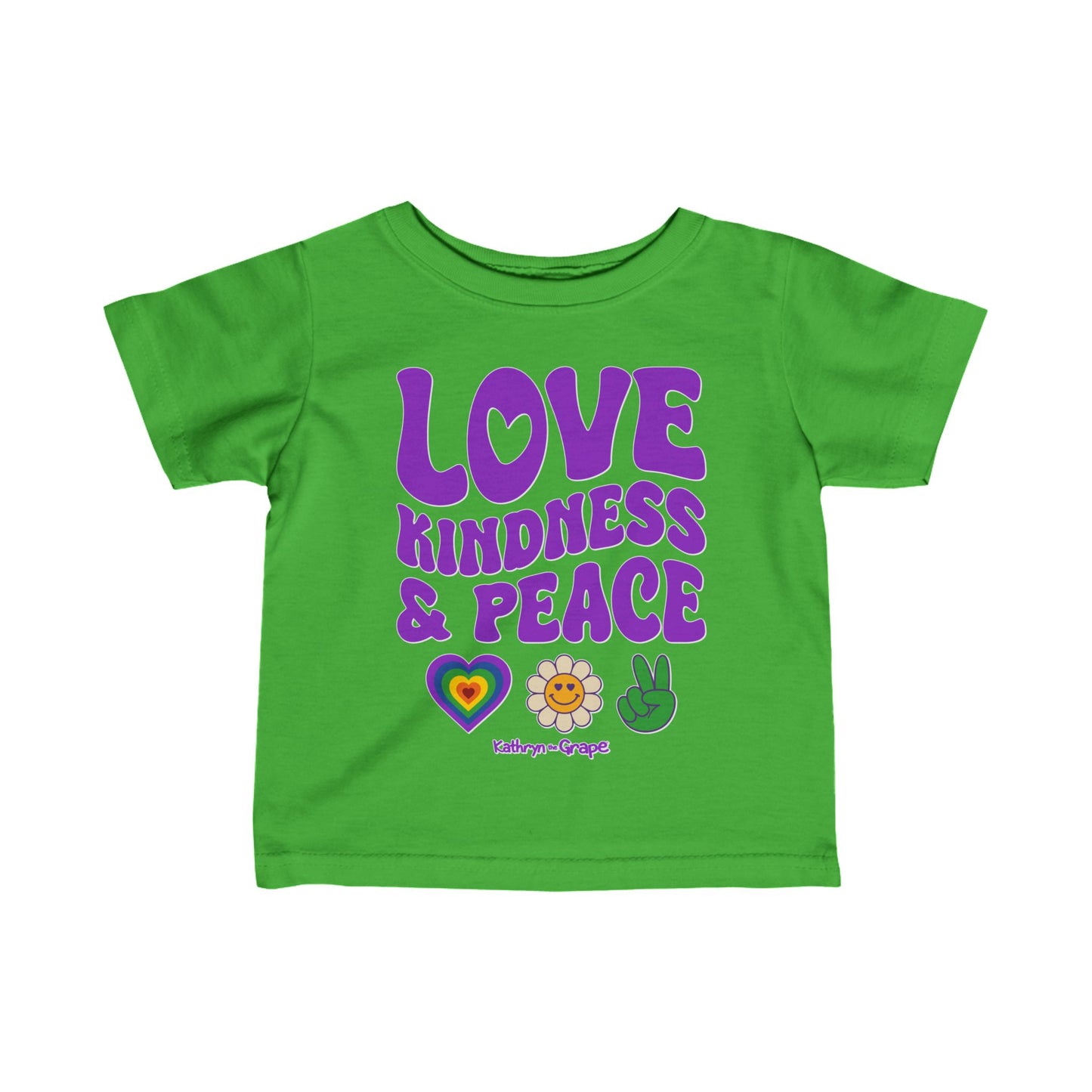 Kathryn the Grape Love, Kindness, and Peace Infant Fine Jersey Tee