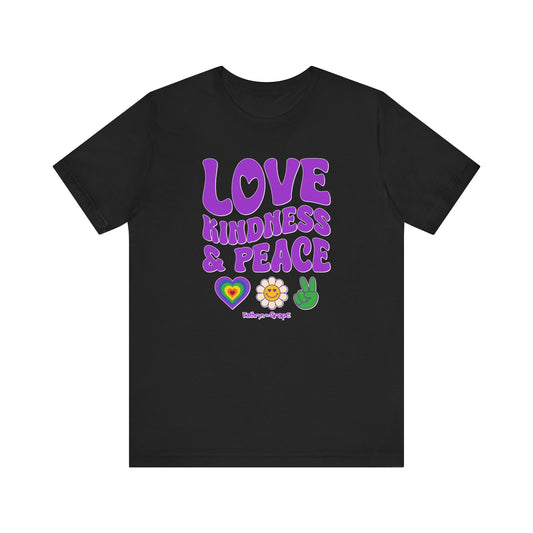 Kathryn the Grape Love, Kindness, and Peace Teen/Adult Jersey Short Sleeve Tee