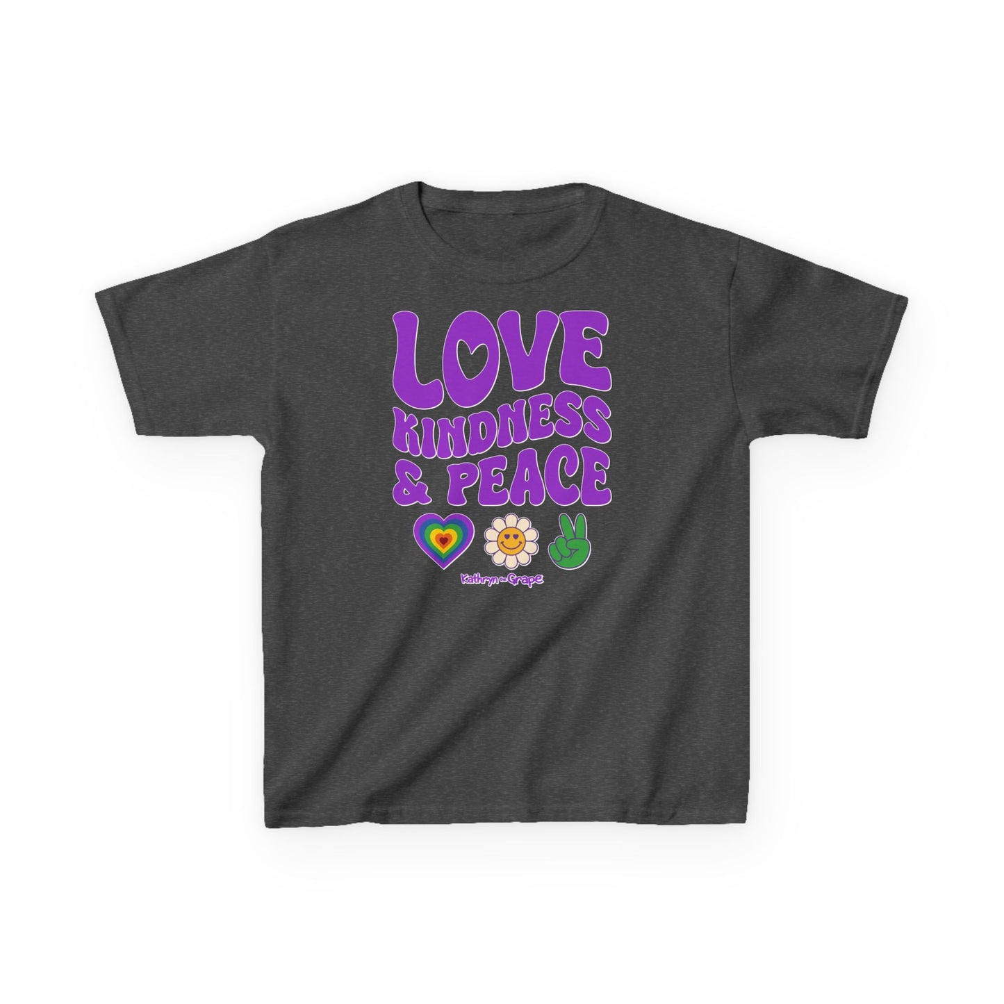 Kathryn the Grape Love, Kindness, and Peace Youth Heavy Cotton™ Tee