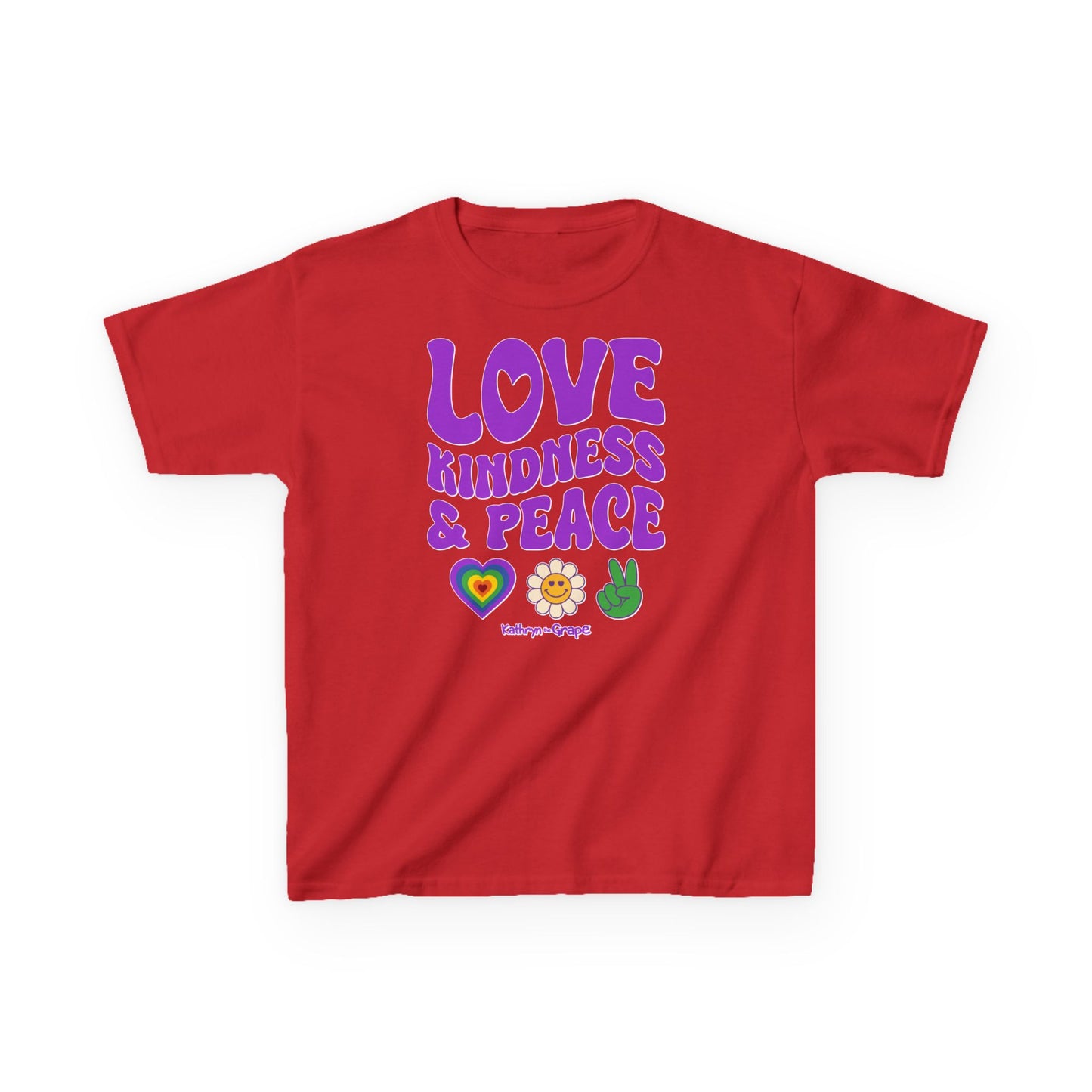 Kathryn the Grape Love, Kindness, and Peace Youth Heavy Cotton™ Tee