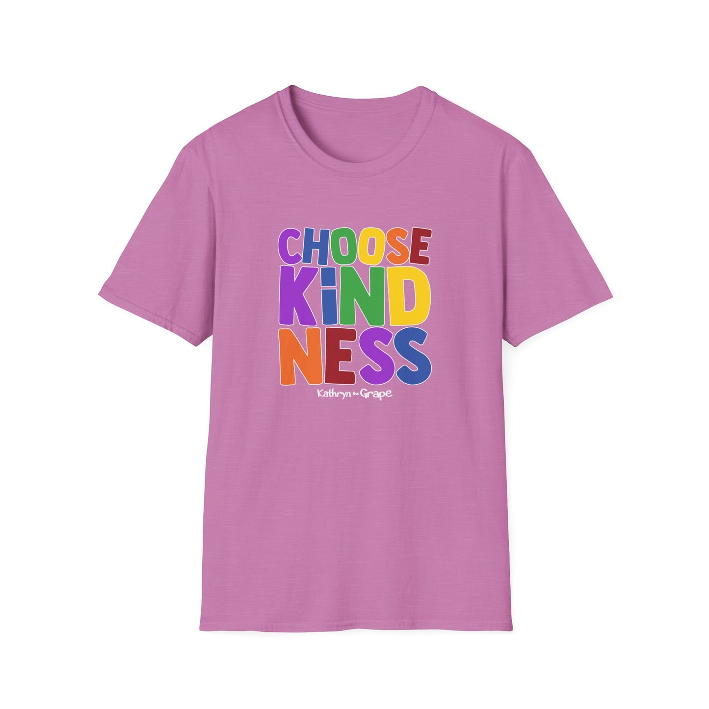 Kathryn the Grape Choose Kindness Unisex Softstyle T-Shirt - Colorful Positive Message Tee