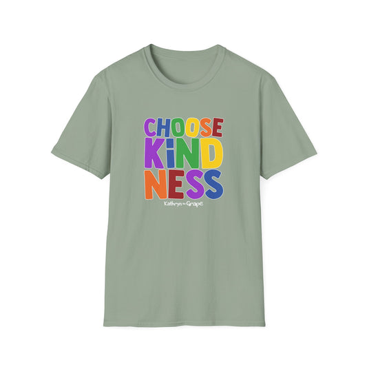 Kathryn the Grape Choose Kindness Unisex Softstyle T-Shirt - Colorful Positive Message Tee