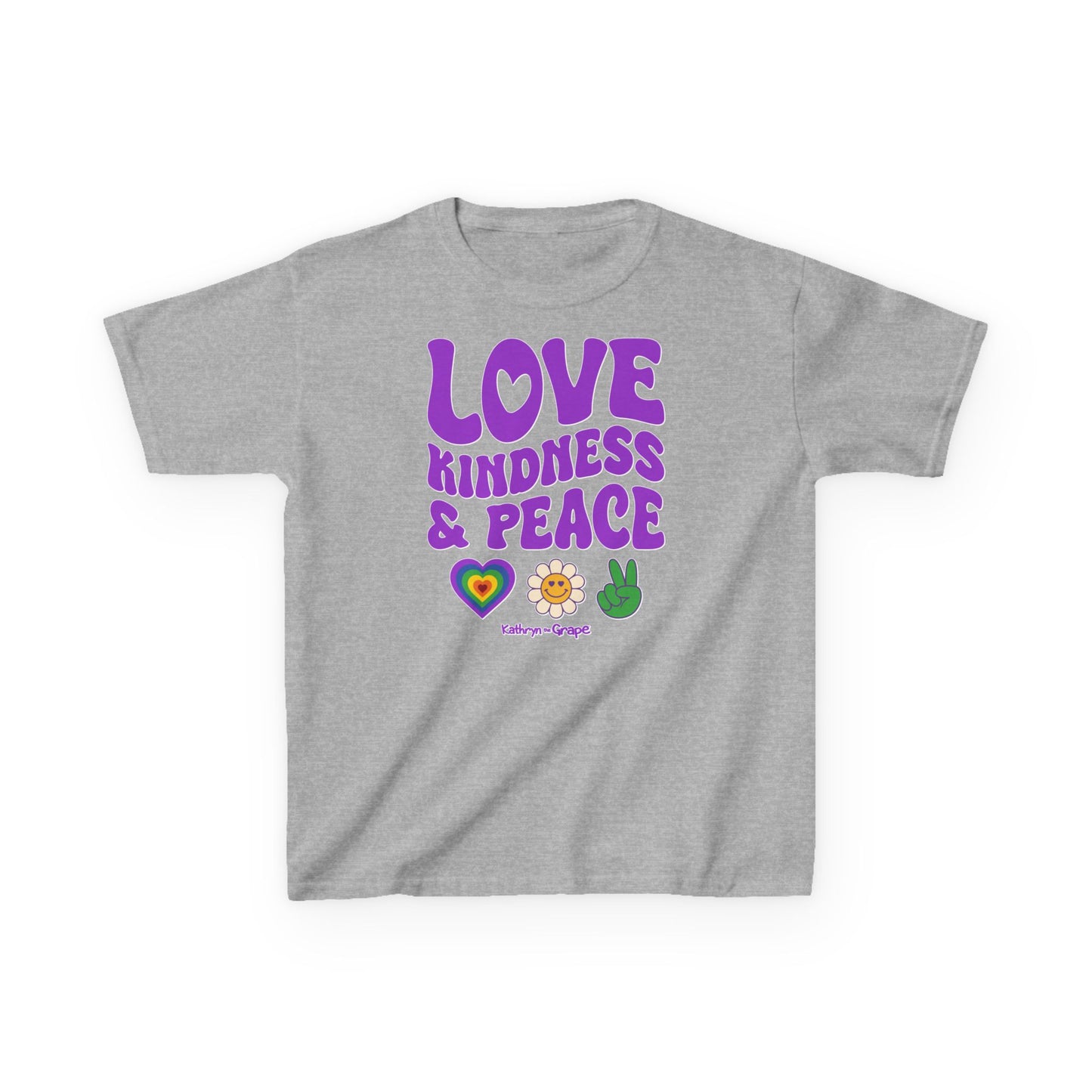 Kathryn the Grape Love, Kindness, and Peace Youth Heavy Cotton™ Tee