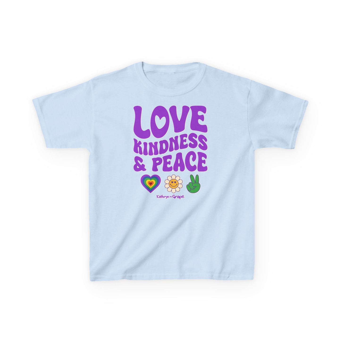 Kathryn the Grape Love, Kindness, and Peace Youth Heavy Cotton™ Tee