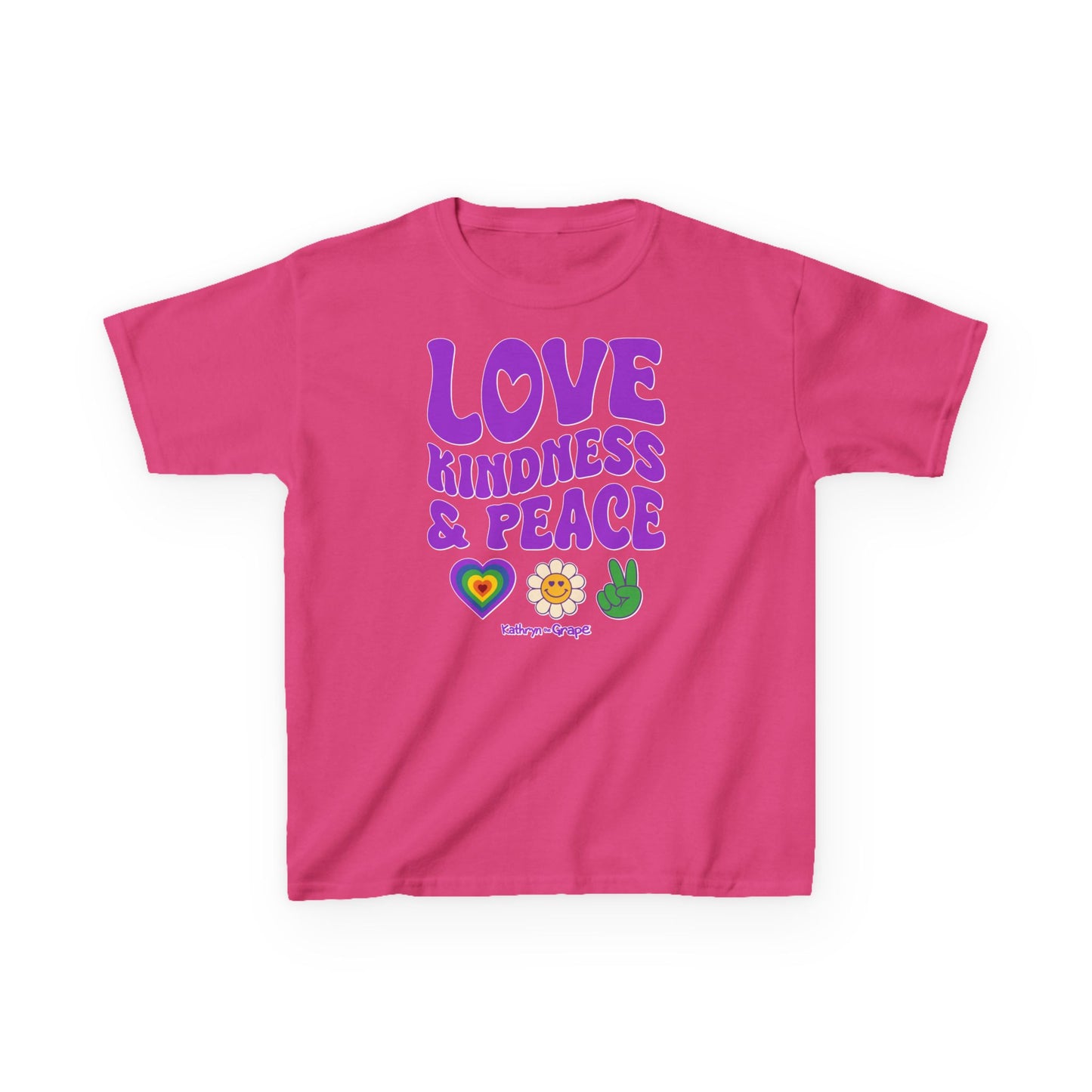 Kathryn the Grape Love, Kindness, and Peace Youth Heavy Cotton™ Tee