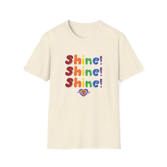 Kathryn the Grape Unisex Softstyle T-Shirt - Colorful 'Shine! Shine! Shine!' Print for Positivity and Celebration