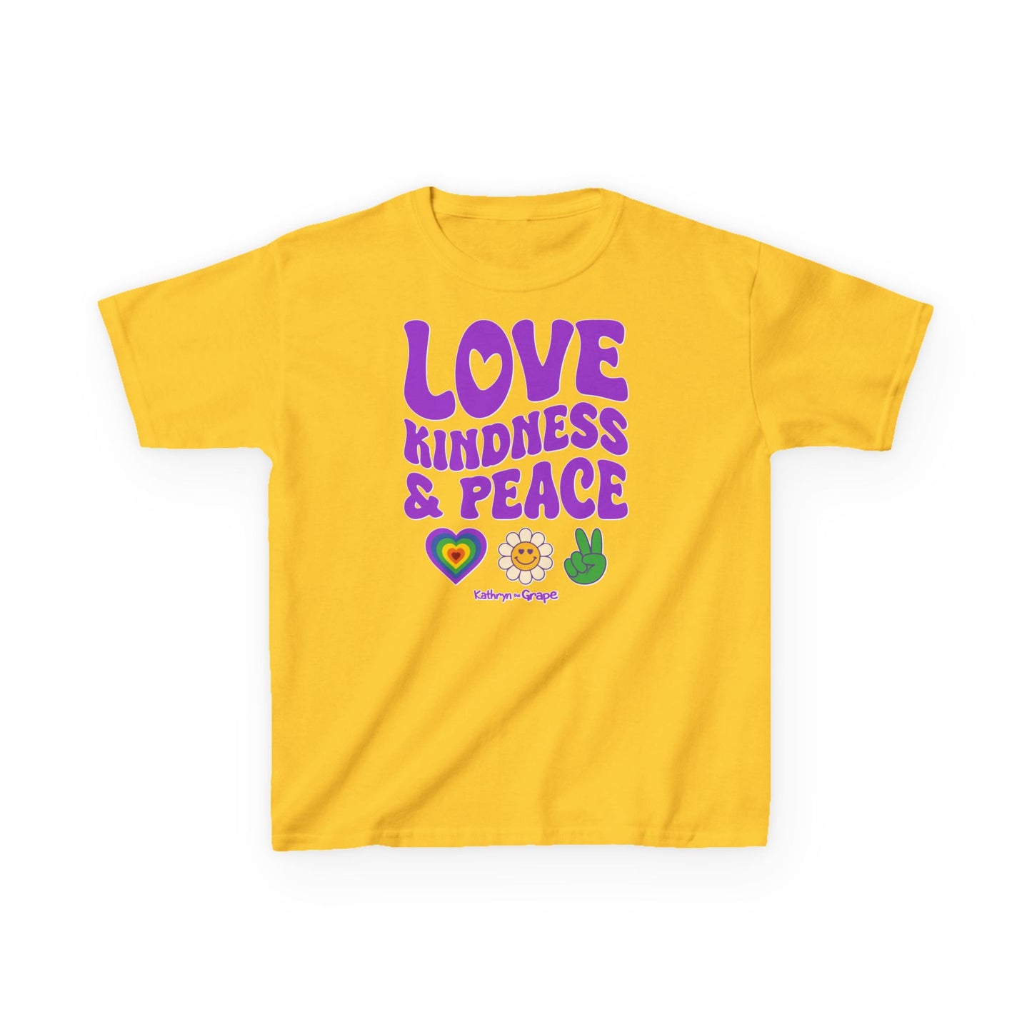 Kathryn the Grape Love, Kindness, and Peace Youth Heavy Cotton™ Tee