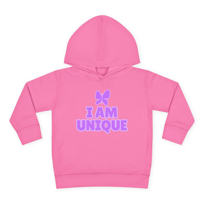 I Am Unique Purple Butterfly Toddler Fleece Hoodie - Celebrate Individuality