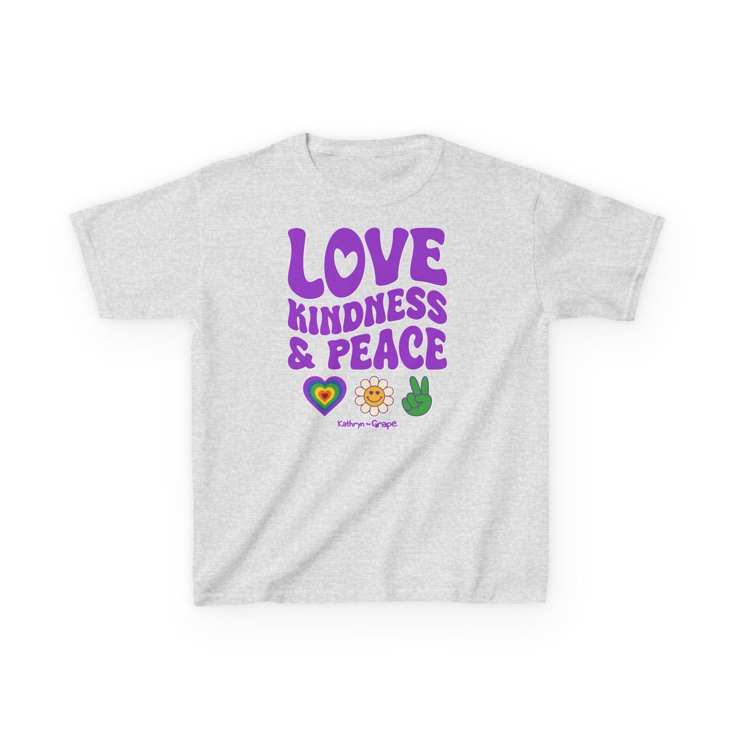 Kathryn the Grape Love, Kindness, and Peace Youth Heavy Cotton™ Tee