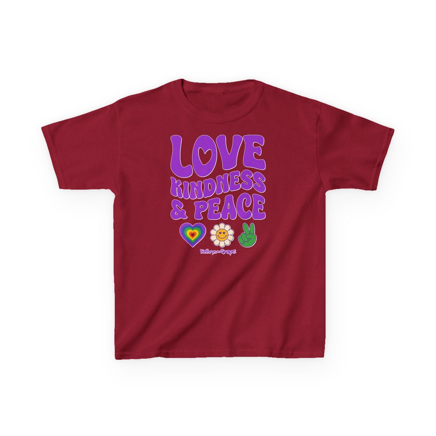 Kathryn the Grape Love, Kindness, and Peace Youth Heavy Cotton™ Tee