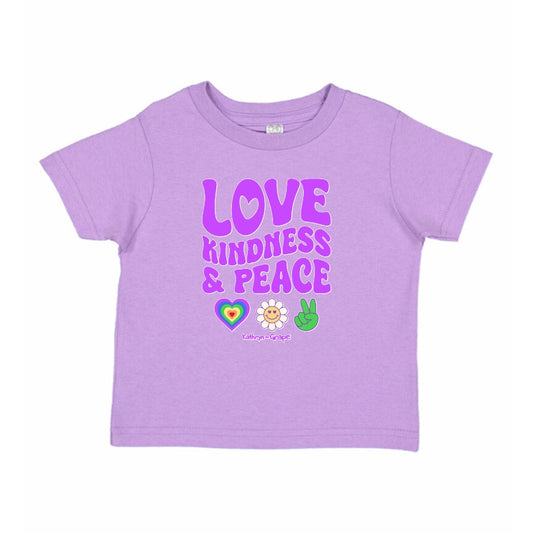 Kathryn the Grape Love, Kindness, and Peace Lavender Shirts in Toddler Kids