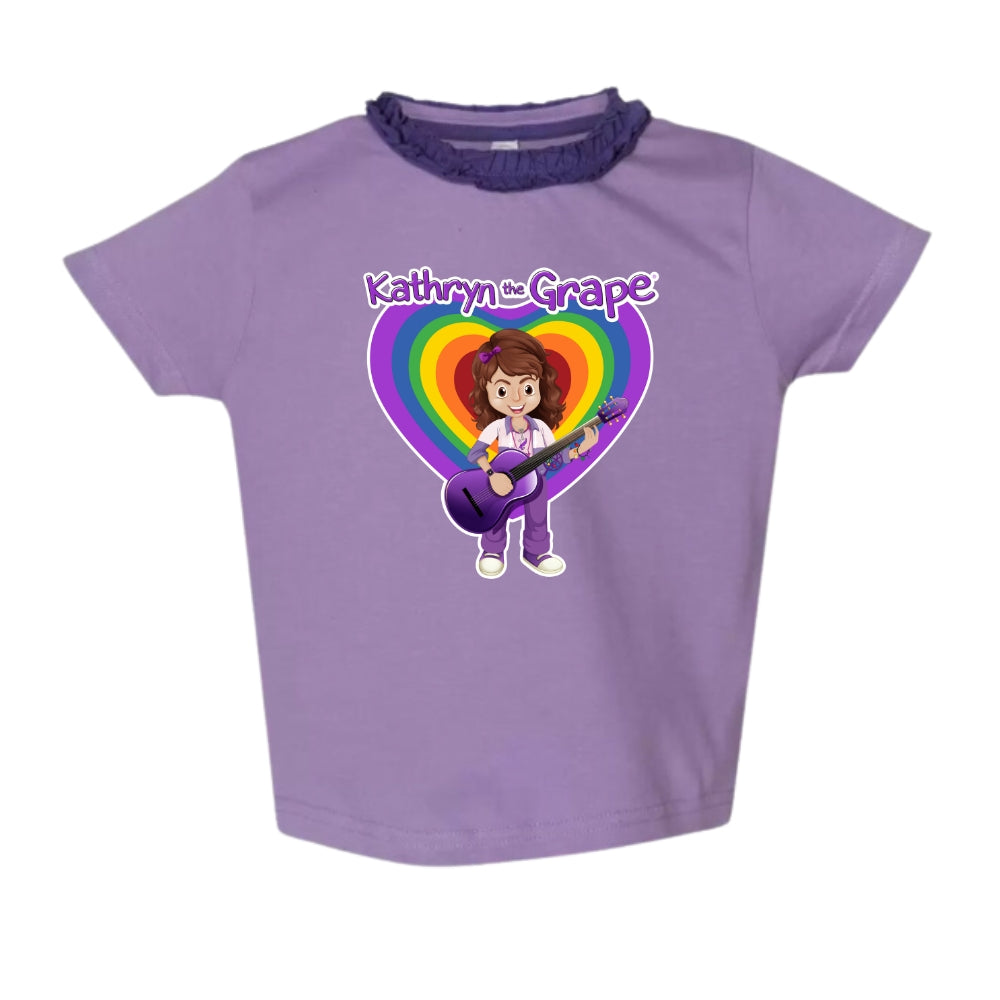 Kathryn the Grape with Guitar Lavender Shirt with Purple Ruffle Neck - Toddler Kids